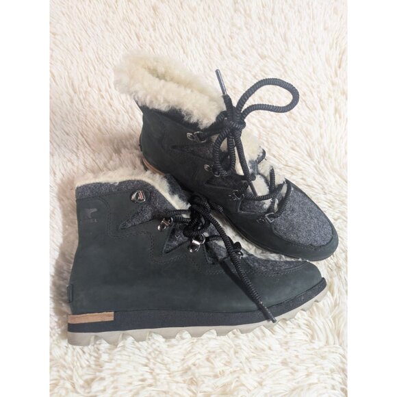 Sorel Sneakchic Alpine Holiday Shearling Waterproof Cold-Weather Boots, Size 7.5 - Picture 4 of 13